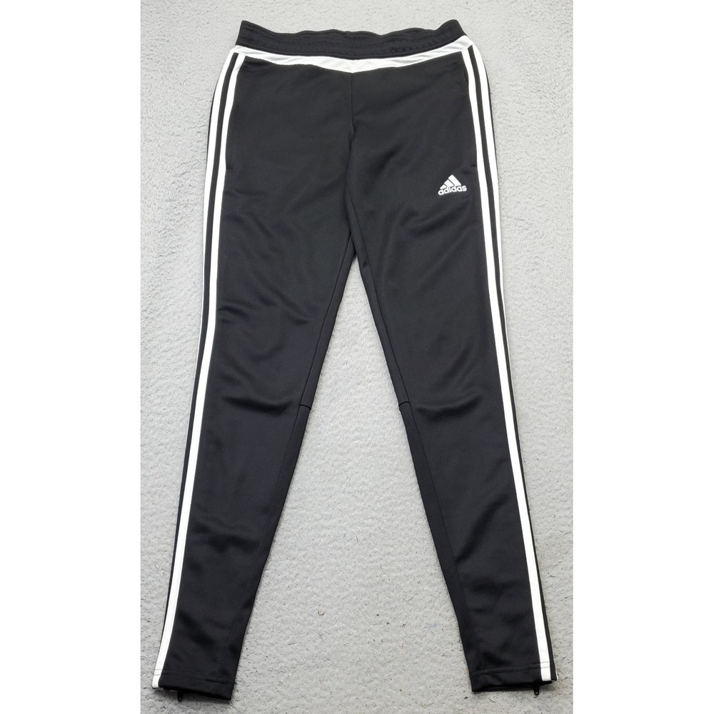 Adidas Climacool Track Pants Women XS Black 2 Stripes Athletic Pull On Ankle Zip